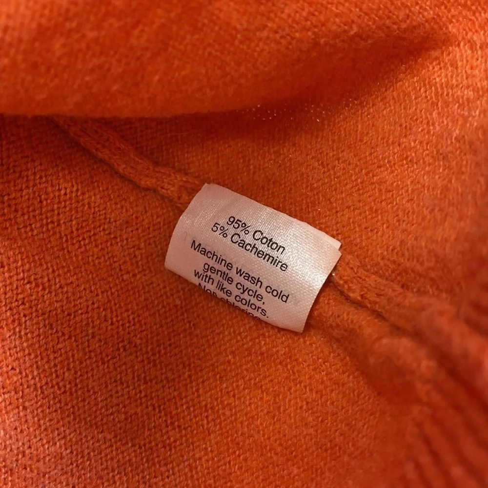 J. Crew cotton cashmere sweater fine knit orange L preppy colorful classic